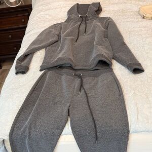 Theory Cozy Gray Hoodie and Sweatpants Set